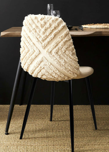 Chaises bouclette avec dossier chevrons Beige/Noir
