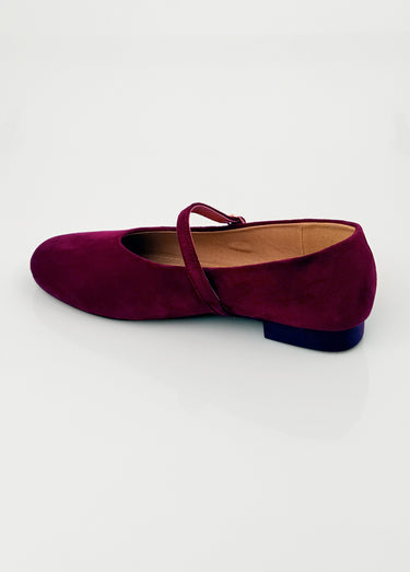 Ballerines babies plates façon cuir suédé Bordeaux