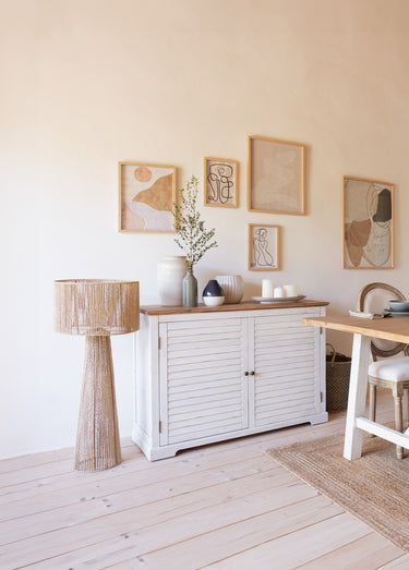 Lampadaire tressé conique, ethnique chic Beige