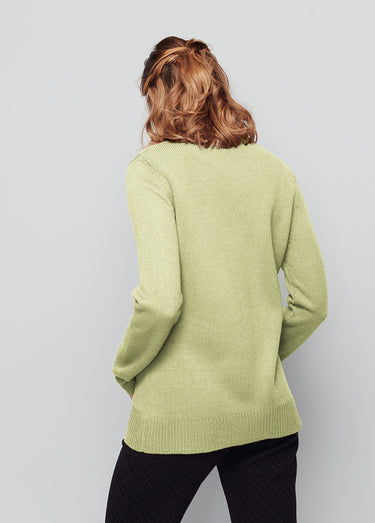 Pull col montant maille épaisse Vert Tilleul