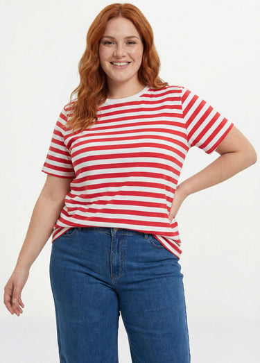 T-shirt jersey rayé façon marinière Raye Rouge