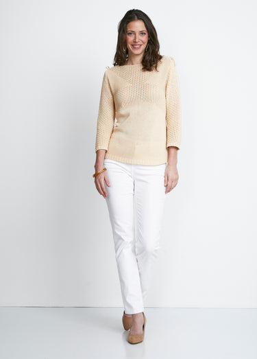 Pull col rond laçage fantaisie Ficelle
