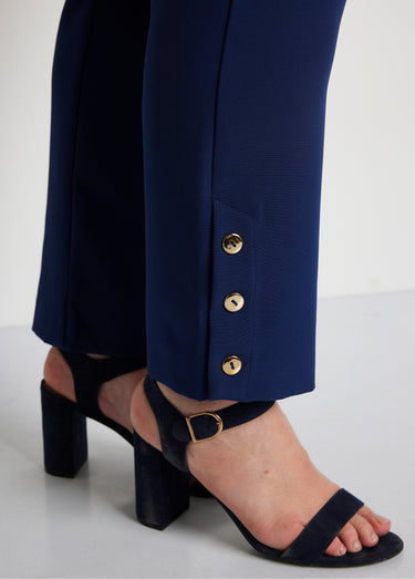 Pantalon droit 7/8e uni infroissable Bleu Marine