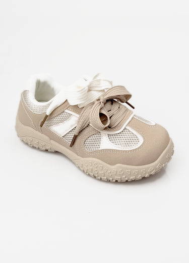 Sneakers multimatières + 2 paires lacets Kaki /taupe
