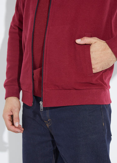Gilet zippé doux en maille, col montant Bordeaux