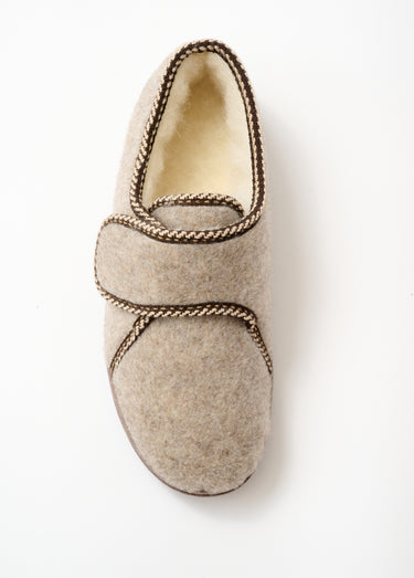 Chaussons scratchés largeur confort fourrés Beige