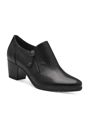 Derbys zippés en cuir lisse à talon Noir