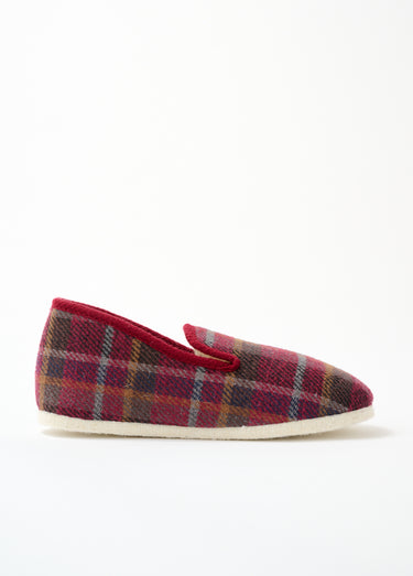 Chaussons mixtes largeur confort semelle feutre Ecossais Bordeaux