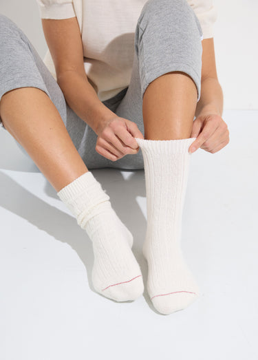 Chaussettes avec laine et cachemire Blanc