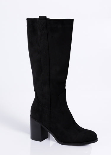 Bottes suédine bout rond thème western Noir