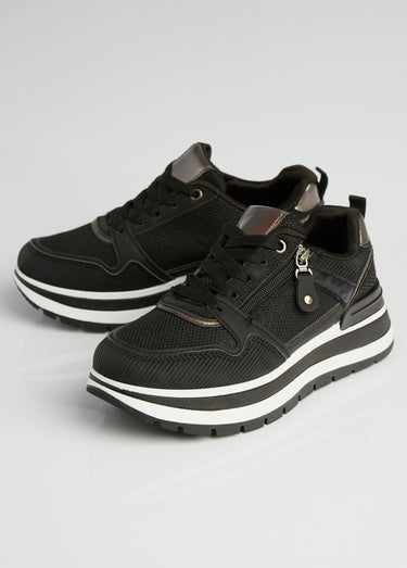 Sneakers compensées en mesh type joggers Noir