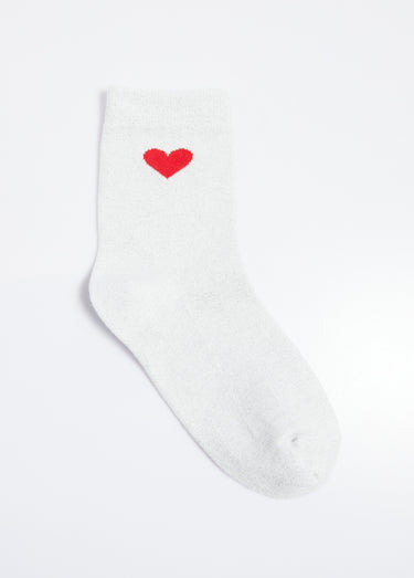 Chaussettes unies avec motif cœur Blanc