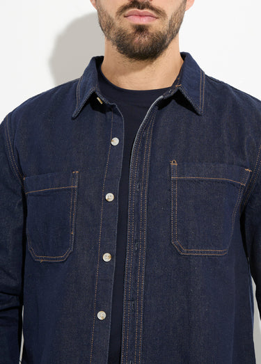 Chemise en jean brut et poches plaquées Bleu