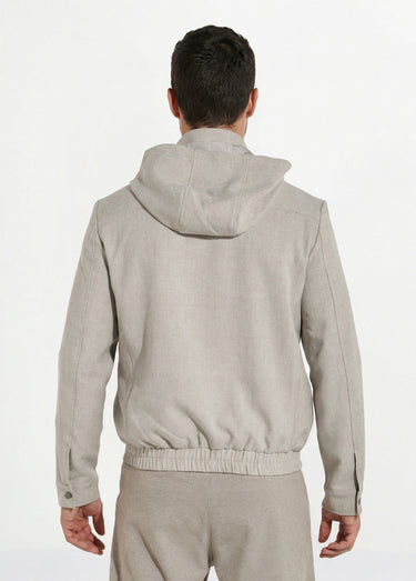 Veste casual avec col montant et capuche Beige