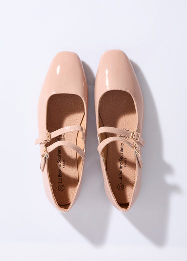Ballerines plates bout carré, double bride Nude