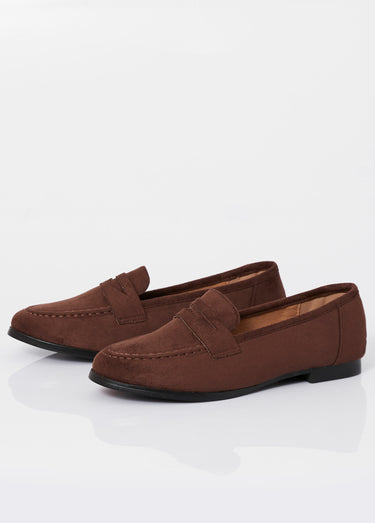 Mocassins en suédine avec bout amande Marron
