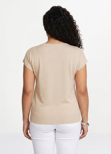 Pull maille scintillante manches kimono Beige
