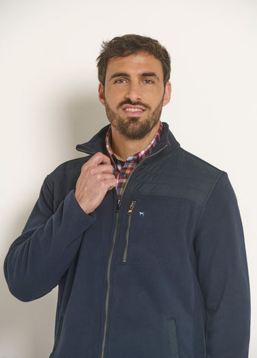 Veste polaire zippée empiècement épaules Marine