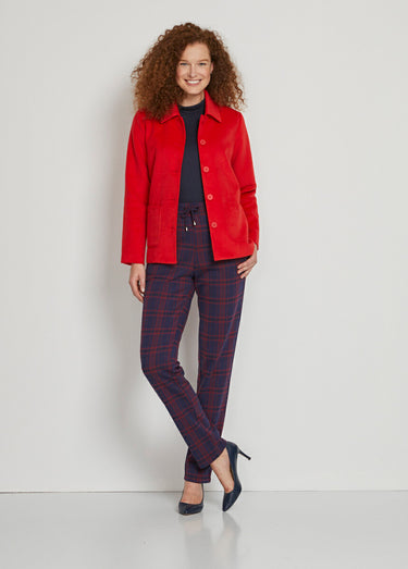 Veste manteau tissu uni ou pied-de-coq Rouge