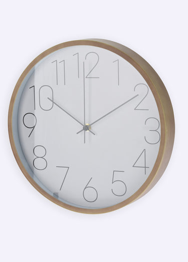 Horloge design contour bois, 3 aiguilles Beige