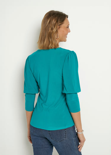 Tunique stretch décolleté carré manches 3/4 Vert Emeraude