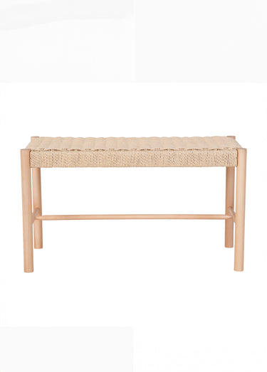 Banc en bois de peuplier, assise osier Naturel