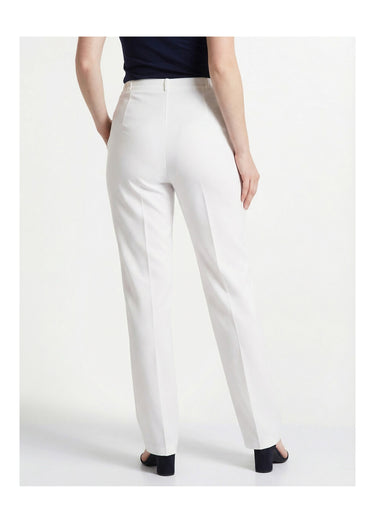Pantalon droit uni taille semi élastiquée Blanc