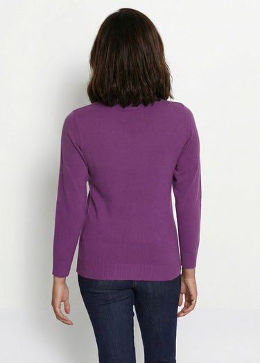 Pull doux col V manches longues Violet