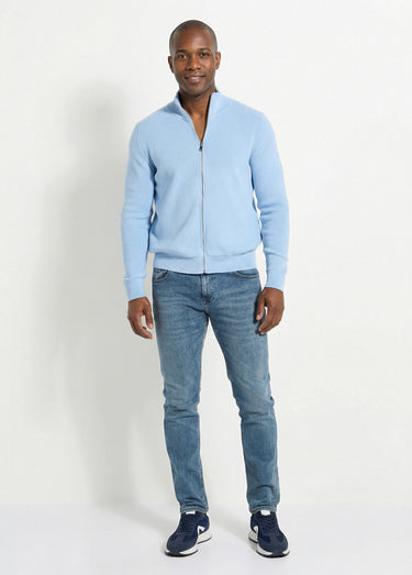 Gilet zippé en maille avec col montant Bleu Ciel