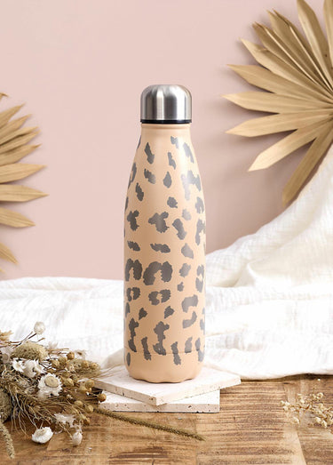 Gourde isotherme inox décor léopard Beige