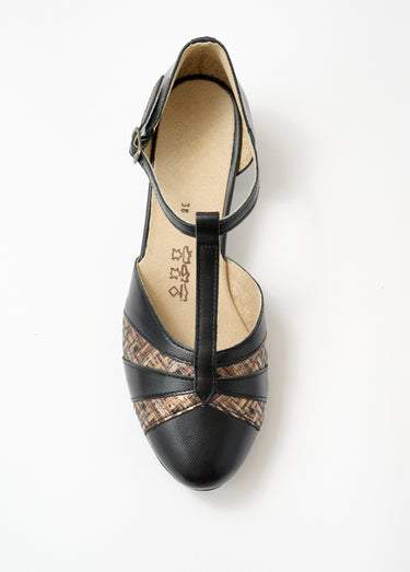 Escarpins bi-matière grande largeur Noir