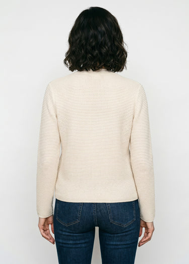 Gilet boutonné uni avec col manches longues Beige