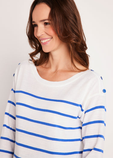 Pull fin rayé Blanc/Bleu