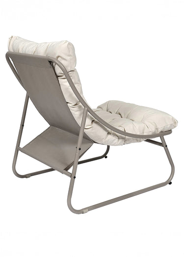 Fauteuil assise rembourrée et pied acier Beige