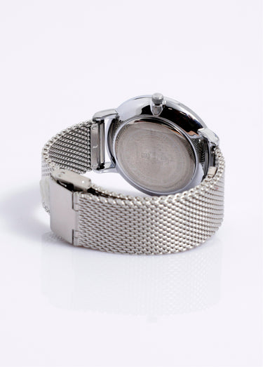 Montre ronde bracelet maille milanaise 1G Argent/Blanc