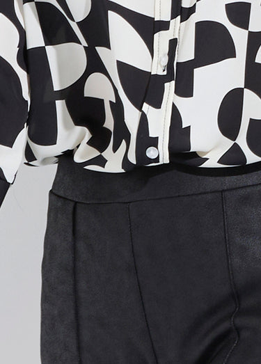 Pantalon droit enduit, semi-élastiqué Noir