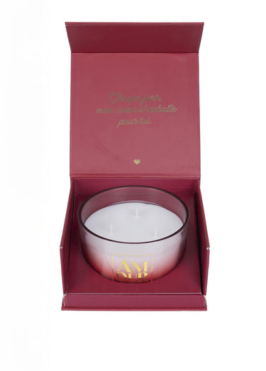 Bougie 3 mèches Amour + coffret Rouge
