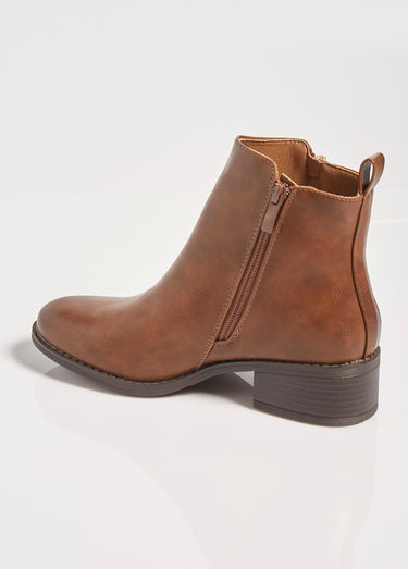 Boots à talon avec double zip Camel