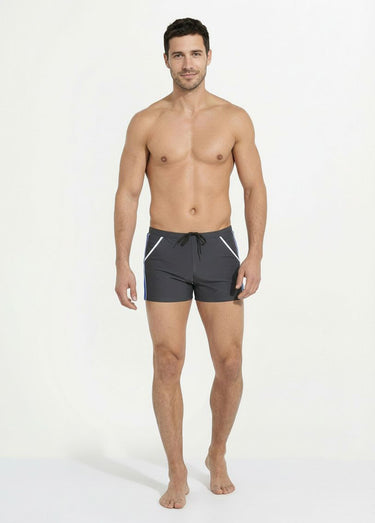 Boxer de bain piscine, bandes cotés Gris