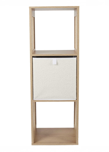 Meuble rangement 3 cases bois et cannage Marron