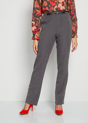 Pantalon infroissable taille semi élastiquée Gris