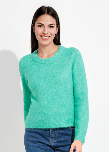 Pull col rond chaud duveteux avec laine Vert
