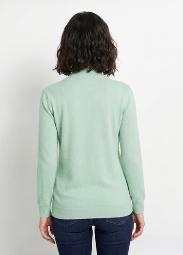 Pull chaud col montant avec laine et angora Menthe