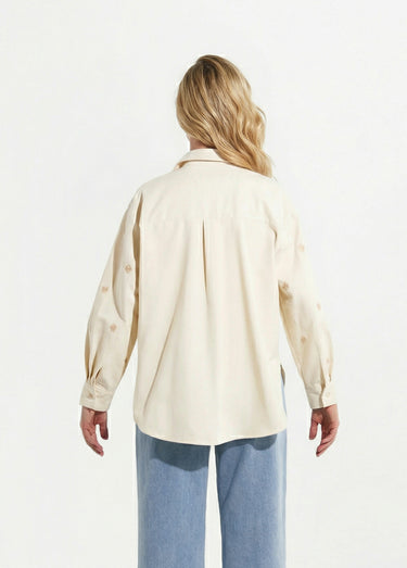 Surchemise en coton avec broderies Ecru