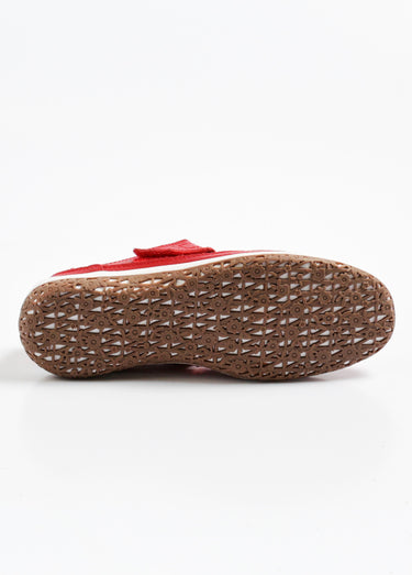 Ballerines en cuir ajouré semelle confort Rouge