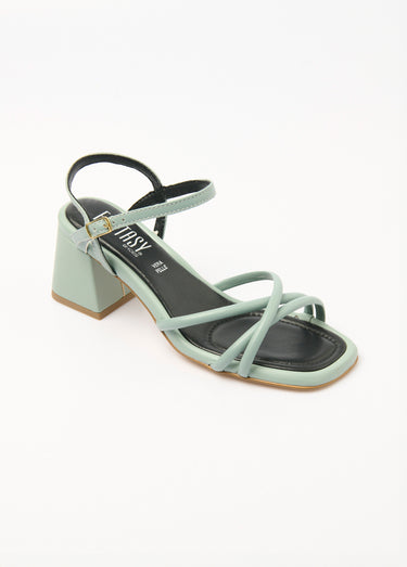 Sandales brides fines avec talon carré Vert