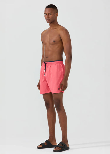 Short de bain uni, taille élastiquée Rose Fonce