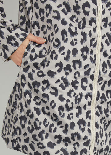 Coupe vent déperlant long motif léopard Champagne / Leopard