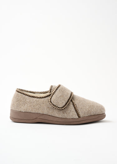 Chaussons scratchés largeur confort fourrés Beige