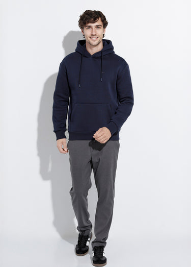 Sweat molleton à capuche poche kangourou Marine